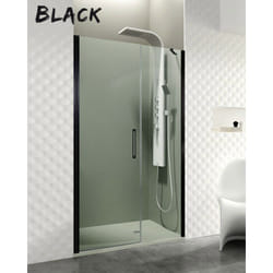 Open black 110 (30+80) fixe plus porte battante ouverture centrale - Mesure d'installation: 108,6-112,6 cm