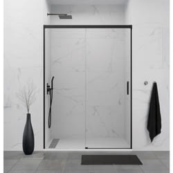 Paroi de douche fixe+coulissant 125-130 cm. modèle: basica noir