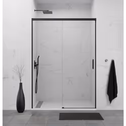Absence de profil bas Profilés en aluminium Hauteur 195 cm Verre trempé de 6 mm d'épaisseur Guide-lame innovant avec bouton d ...
