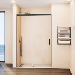 Absence de profil bas Profilés en aluminium Hauteur 195 cm Verre trempé de 6 mm d'épaisseur Guide-lame innovant avec bouton d ...