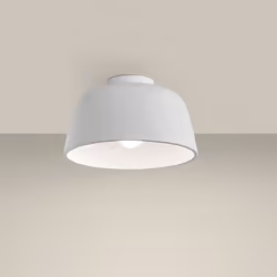 LEDS C4 Miso Ø285mm Semi Plafonnier Cylindrique Petit Blanc E27 | Finition : Blanc | Matière : Acier Hauteur (cm) : 16,80 | L ...