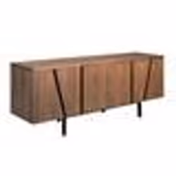Buffet bas design elios 180cm noyer & noir - Paris Prix - 4 portes - contemporain