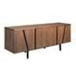 Buffet bas design elios 180cm noyer & noir - Paris Prix - 4 portes - contemporain