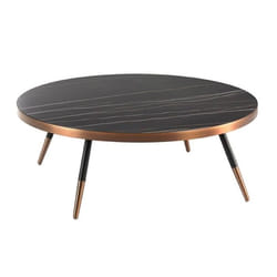 Table Basse - PARIS PRIX - Acira - Marbre Noir - 90cm - Design Contemporain