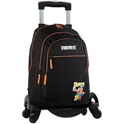 DAM. Sac à dos principal double compartiment Fortnite Durrr + trolley avec protection latérale et stoper avant, 4 roues multidirectionnelles.