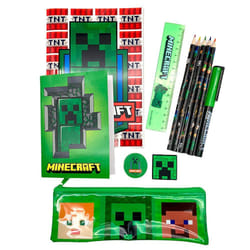 DAM. Ensemble de papeterie Minecraft. Carnet A5, carnet, trousse, crayons de couleur, stylo, caoutchouc, taille-crayon et règle.