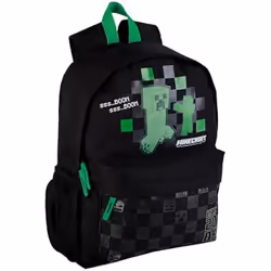 DAM Sac à dos américain Minecraft Creeper, adaptable à la voiture. Compartiment pour ordinateur portable. 36x14x45 cm. La co ...