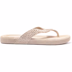 Tongs femme Brasileras Beige semelle en gomme