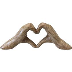 Sans Marque - Statue en céramique mains en coeur aspect bois