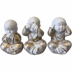 Statues en céramique trio de petits moines bouddhistes En céramique Dimensions d'une pièce : Hauteur 13 cm - Longueur 9 cm - ...