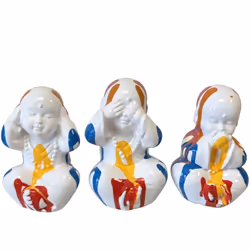 Statues en céramique trio de petits moines bouddhistes En céramique Dimensions d'une pièce : Hauteur 13 cm - Longueur 9 cm -  ...