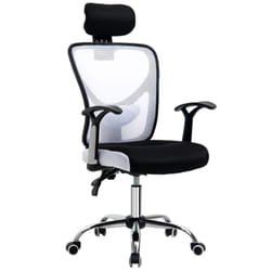 Aosom 921-522WT chaise et fauteuil de bureau Siège capitonné Dossier grillagé