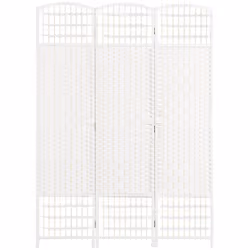 HOMCOM Cloison de Séparation 3 Panneaux 120x170 cm Séparateur de Pièce Pliable en Corde de Papier et Cadre en Bois Blanc