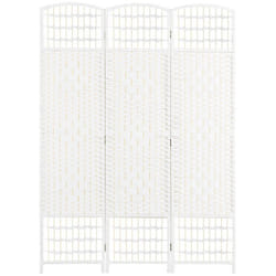 HOMCOM Cloison de Séparation 3 Panneaux 120x170 cm Séparateur de Pièce Pliable en Corde de Papier et Cadre en Bois Blanc