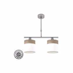 Lampe design from the CLOE series in NICKEL with WHITE/GREY WOOD lampshade. Fabriquée en métal et en textile. De style modern ...