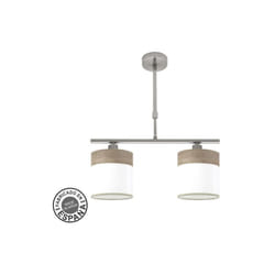 Fabrilamp - Cloe Lampe 2xe14 Nickel/bois blanc Gris Regx43x14 cm