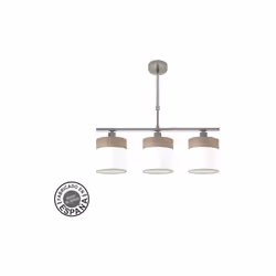 Lampe design from the CLOE series in NICKEL with WHITE/GREY WOOD lampshade. Fabriquée en métal et en textile. De style modern ...