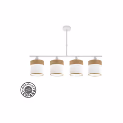 Lampe design from the CLOE series in WHITE with WHITE/LIGHT WOOD shade. Fabriquée en métal et en textile. De style moderne, s ...