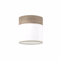 Abat-jour cylindrique of design of de la série CLOE en couleur BLANC/BOIS GRIS. Fabriqué en matière textile. Style moderne, p ...