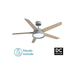 Ventilateur 25w Dc Vert Lebeche 5 pales Rev. blanc/hêtre 6 vitesses 3000-4000-6000k 132d Télécommande, mémoire et minuterie - Fabrilamp