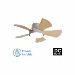 FAN 25W DC GREY GREGARIO 5 BLADES REV. WHITE/Beech 6 VEL Colour : Grey/Beech -Grey/ White Material : Metal / MDF / Glass Dime ...