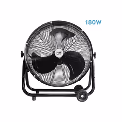 VENTILATEUR INDUSTRIEL 180W NOIR 64D 3 VITESSE ORIENTABLE Couleur : Noir Matière : Métal / Aluminium Dimensions (HxWxD):67,5x ...
