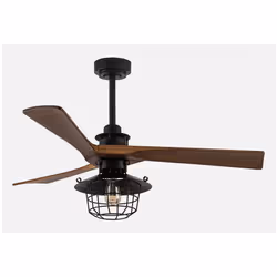 Fabrilamp 182391309, Ventilateur à lame domestique, Noir, Chêne, Plafond, 38 dB, 220 tr/min, 132 cm