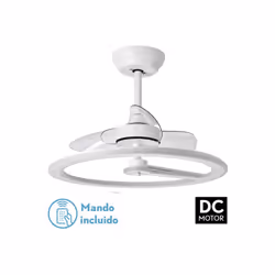 Ventilateur defromthe série CHOM, couleur BLANC, avec trois pales transparentes et 6 vitesses. Moteur à courant continu. Fabr ...