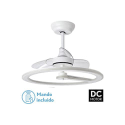 Fabrilamp - Ventilateur 110w Dc Chom White 3Asp.Transp. 46/66x62x62cm 6 Vel. 3 Couleurs C/Quake, Memory & Timer 9350lm