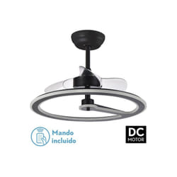 Fabrilamp - Ventilateur 110w Dc Chom Black 3 Blades Transp. 46/66x62x62cm 6Vel. 3 Colours / Earthquake, Memory & Timer 9350lm