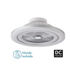 Ventilateur 72w Dc Mato Niquel 5Aspas Transp. 22x58x58cm 6 Vel. 3 Colores C/remoto,memoria,temporiz y Reg.Intensidad 6120lm - Fabrilamp