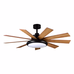 Fabrilamp Pireo, Ventilateur à lame domestique, Hêtre, Noir, Blanc, Plafond, 45 dB, 7000 m³, 190 tr/min