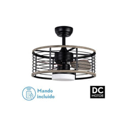 Fabrilamp - Ventilateur Dc 24w Pella Noir/Bois 3 pales 50d 2540lm 6 vitesses 3000-4000-6000k/Quake, mémoire & minuterie