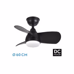 Fabrilamp 186291309, Ventilateur à lame domestique, Noir, Plafond, Acrylonitrile-Butadiène-Styrène (ABS), Métal, Polycarbonat ...