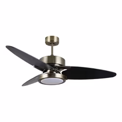 Fabrilamp 187391314, Ventilateur à lame domestique, Noir, Noyer, Plafond, Panneaux MDF, Métal, Polycarbonate (PC), 50 dB, 132 ...