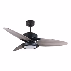 Fabrilamp 187391309, Ventilateur à lame domestique, Noir, Gris, Chêne, Plafond, Panneaux MDF, Métal, Polycarbonate (PC), 50 d ...