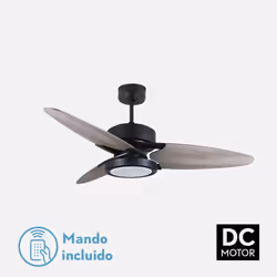 Fabrilamp 187391309 ventilateur Noir, Gris, Chêne