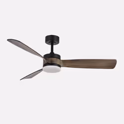 Fabrilamp 187991309, Ventilateur à lame domestique, Noir, Chêne, Plafond, Métal, Polycarbonate (PC), Bois, 49 dB, 6980 m³