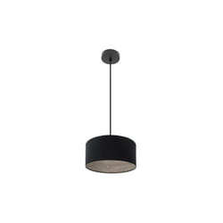Fabrilamp - Pendentif Tania 1xe27 Noir/bois noir Gris Regx30x30 Cm