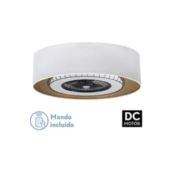 Fabrilamp - Ventilateur dc Tania 72w Blanc/bois clair 5 pales 6 vitesses 3col Télécommande, mémoire, intensité réglée, minuterie 6120lm 70d