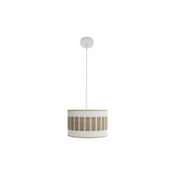 Fabrilamp - ivanna lampe suspendue 1xe27 blanc/blanc/bois clair regx30x30 cm