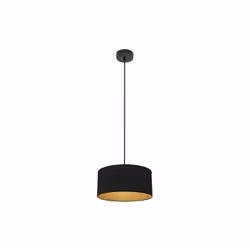 Lampe suspendue de la série ANUSKA de couleur NOIRE avec abat-jour NOIR/DORÉ. La lampe a une douille E27. L'ampoule n'est pas ...