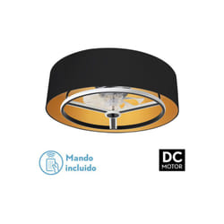 Ventilateur Dc Anuska 60w Noir/or 8 pales 6 vitesses 70d 5100lm 3 couleurs Télécommande, mémoire, variateur, minuterie - Fabrilamp