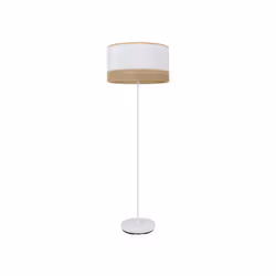 Lampadaire de salon de la série OLGA en BLANC avec abat-jour dans les couleurs BLANC/BOIS CLAIR.. Réalisé en textile et métal ...