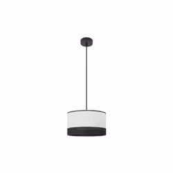 Pendentif de la série OLGA ofde couleur NOIRE avec abat-jour en BOIS BLANC/NOIR.. Fabriquée en textile et en métal. La lampe ...