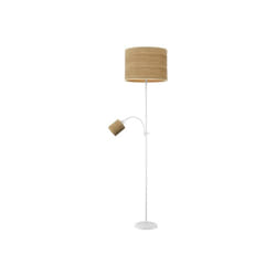 Fabrilamp - Floor Living room Armonia 1xe27 1xe14 White-white wood/light wood/reader 155x40x40 Cm
