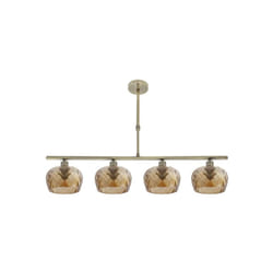 Fabrilamp - Estela Lampe 4xe14 cuir Regx75x13 Cm avec abat-jour en cristal taillé Amber