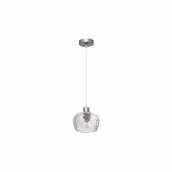 Lampe suspendue à une lumière from the ESTELA series en couleur CHROME. Fabriquée en métal et en verre. La lampe est équipée  ...