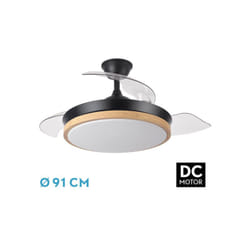Fabrilamp - Ventilateur dc evros black/hay 72w 6120lm 91d 3-stage fold-out 3000-4000-6000k remote, timer, memory