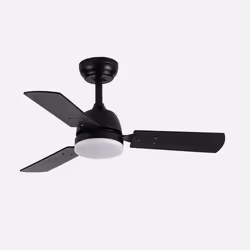 Fabrilamp 206991309, Ventilateur à lame domestique, Noir, Gris, Plafond, Panneaux MDF, Métal, Polycarbonate (PC), Bois, 43 dB ...